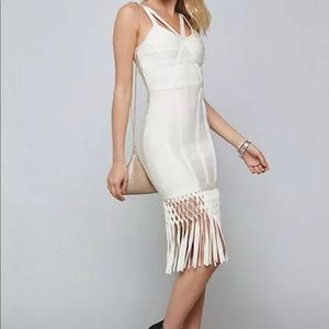 Bebe Crochet Fringe Bandage Dress worn once